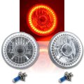 7" Red SC LED Halo Angel Eye Projector Headlight Halogen Light Lamp Bulb Pair