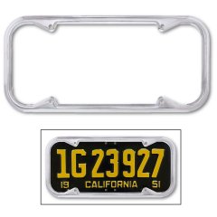 Chrome 1940-55 California 5/8" License Plate 4 Hole Round Edge Steel Frame
