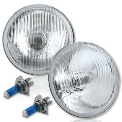 5 3/4 Inch Stock H4 Halogen Light Bulb Headlight Super White 55/60W Headlamp Pair Octane Lighting