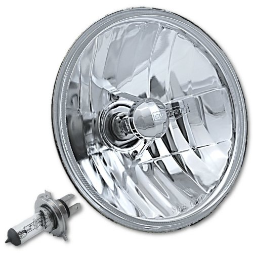 Motorcycle 7" Crystal Clear Headlight 12V 90/10W H4 Halogen Light Bulb Headlamp